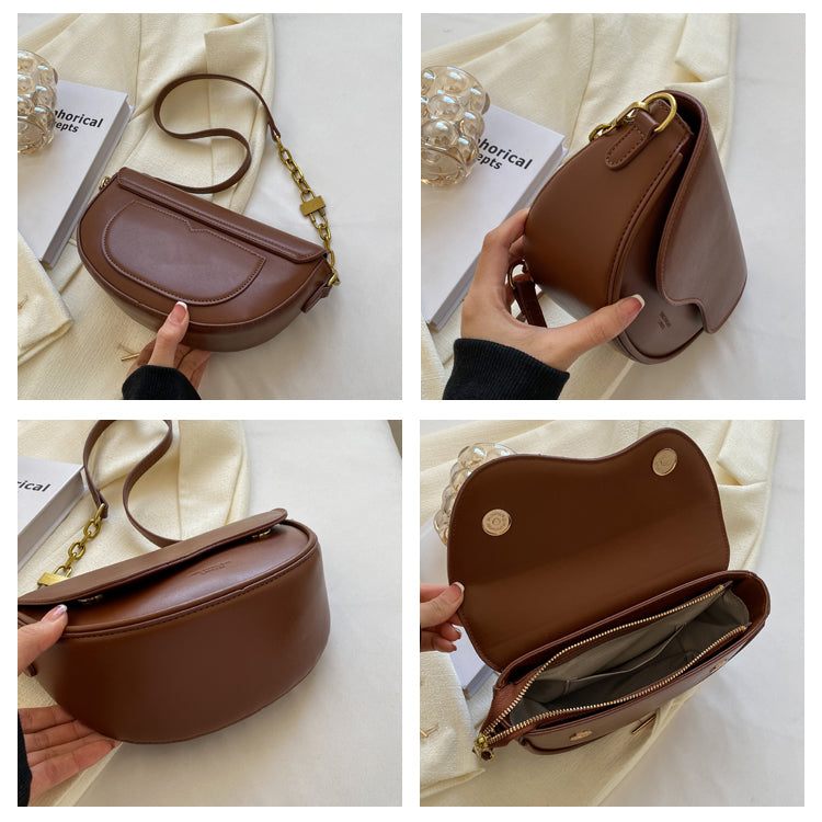 Autumn and Winter Fashion All-Matching Texture Niche Style One Shoulder Saddle Bag