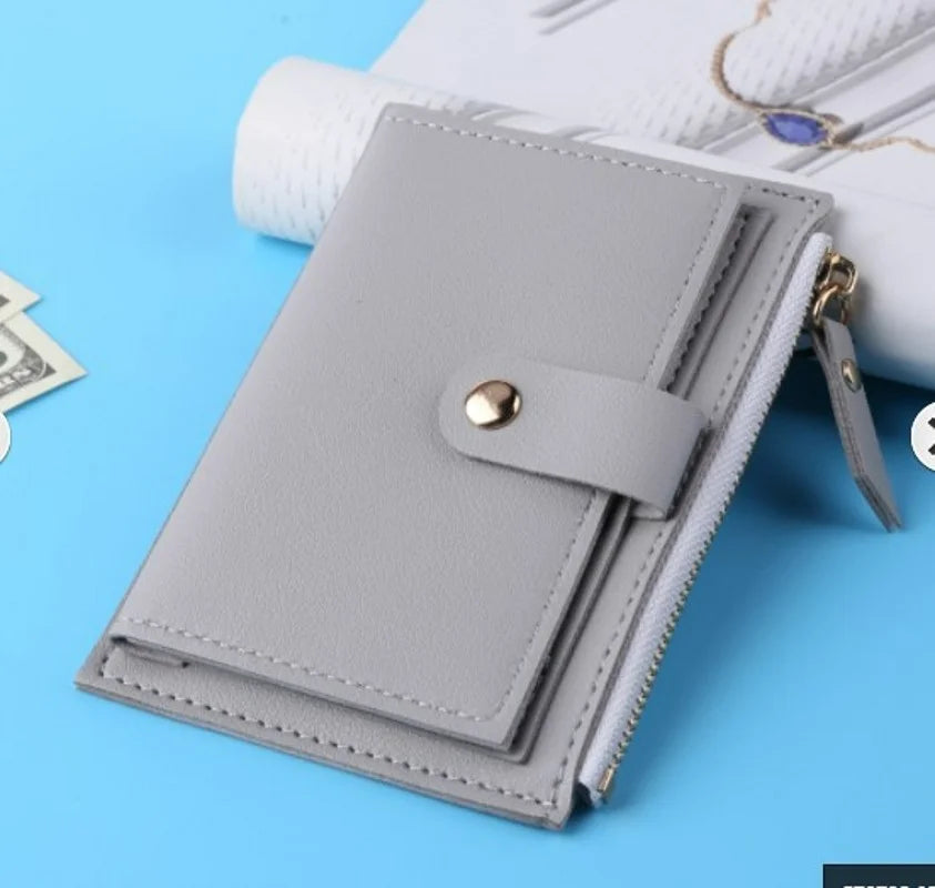 Women Wallets PU Leather Female Purse Mini Hasp Solid Multi-Cards Holder Coin Short Wallets Slim Small Wallet Zipper Hasp