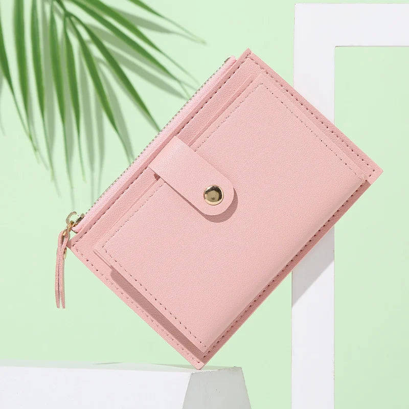 Women Wallets PU Leather Female Purse Mini Hasp Solid Multi-Cards Holder Coin Short Wallets Slim Small Wallet Zipper Hasp