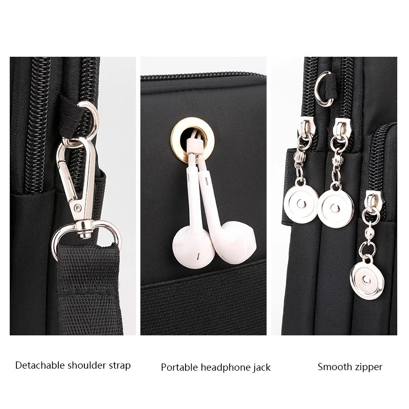 New Women Mobile Phone Bag Nylon Cell Phone Bag Coin Purse Strap Shoulder Bag Small Crossbody Bags for Women Wallet Travel Purse