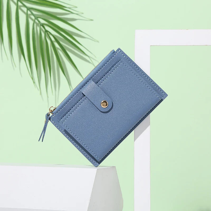 Women Wallets PU Leather Female Purse Mini Hasp Solid Multi-Cards Holder Coin Short Wallets Slim Small Wallet Zipper Hasp