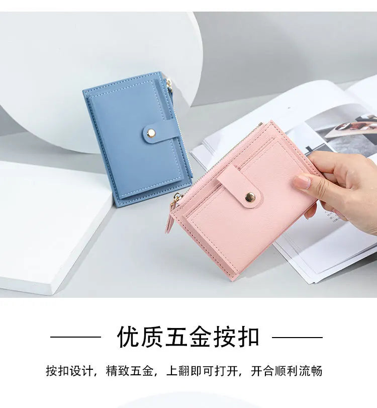 Women Wallets PU Leather Female Purse Mini Hasp Solid Multi-Cards Holder Coin Short Wallets Slim Small Wallet Zipper Hasp