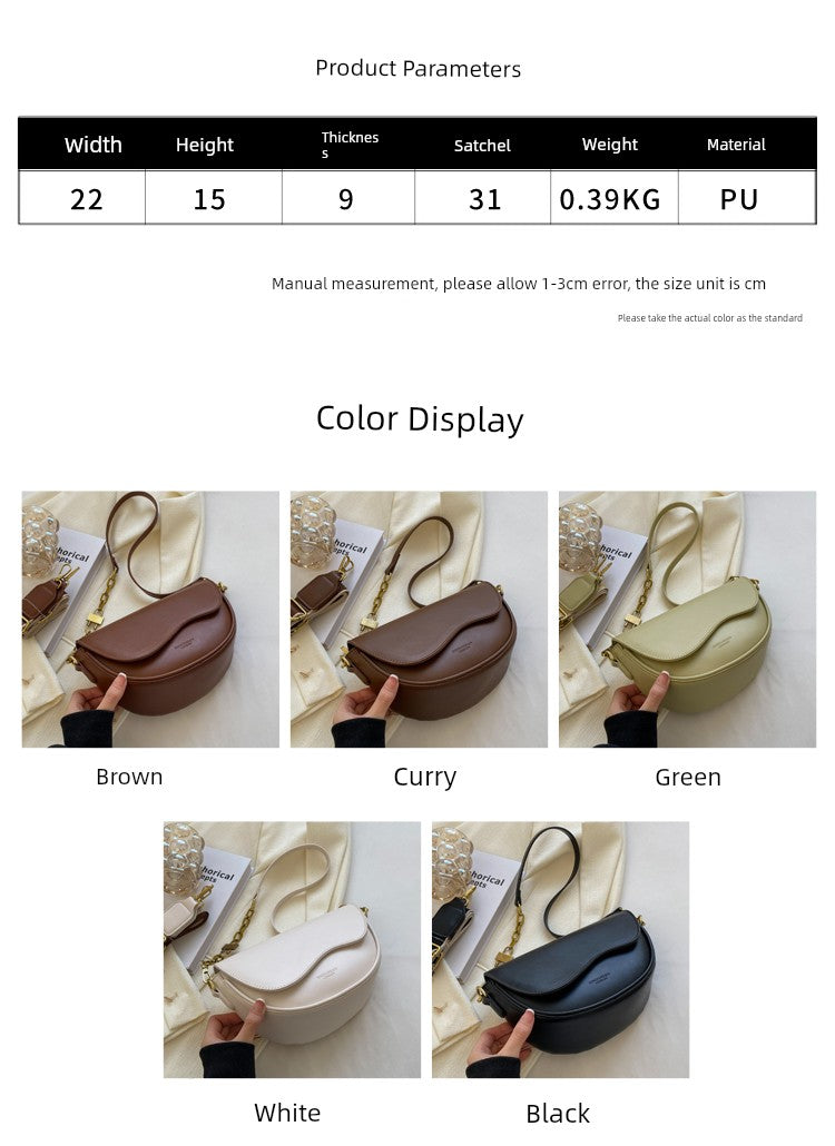 Autumn and Winter Fashion All-Matching Texture Niche Style One Shoulder Saddle Bag