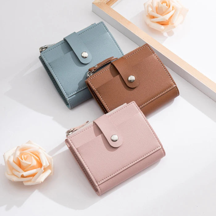 Women Wallets PU Leather Female Purse Mini Hasp Solid Multi-Cards Holder Coin Short Wallets Slim Small Wallet Zipper Hasp