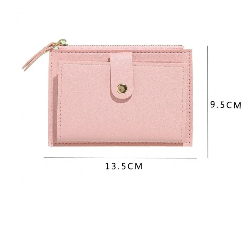 Women Wallets PU Leather Female Purse Mini Hasp Solid Multi-Cards Holder Coin Short Wallets Slim Small Wallet Zipper Hasp