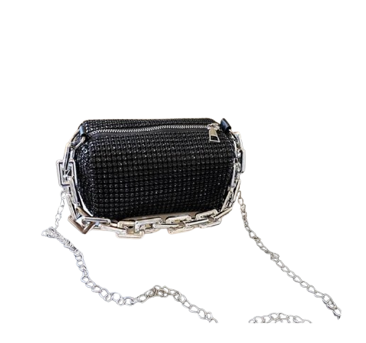 Allover Rhinestone Bucket Bag, Glitter Chain Prom Purse, Women's Mini Crossbody Bag